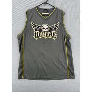 No Fear Tank Top Sleeveless Jersey Gray Winged Skull Mens 2XL Y2K Grunge